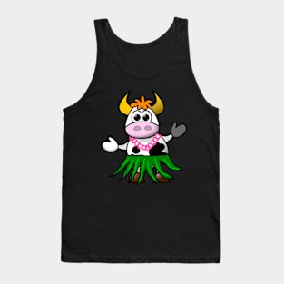 Cute and Funny Hawaiian Dancing Seaweed Cow Tank Top